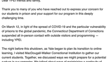A COVID-19 Update from YPEI to our Supporters