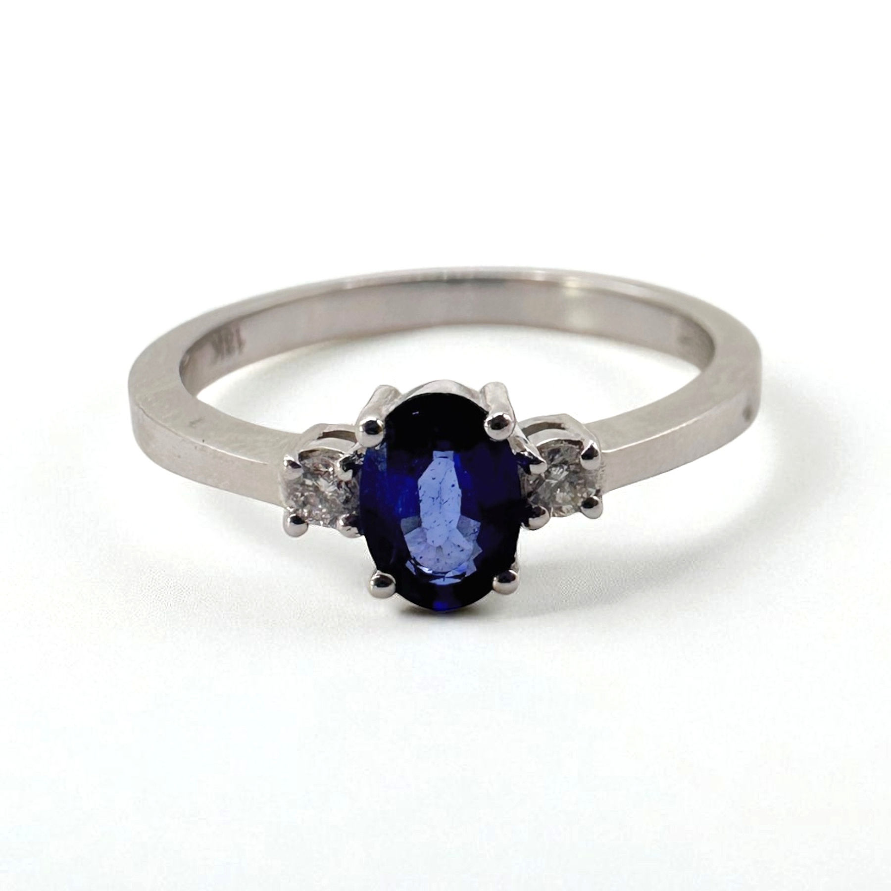 18ct White Gold Sapphire & Diamond Three-Stone Engagement Ring