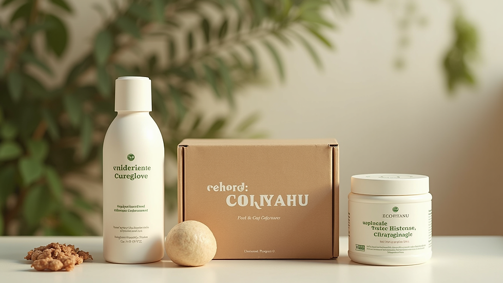 Close-up view of eco-friendly product packaging with purpose-driven branding