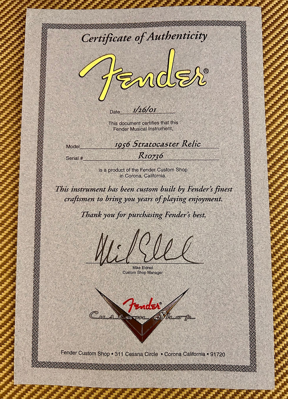 Miniature : Fender 1956 stratocaster Custom Shop sunburst