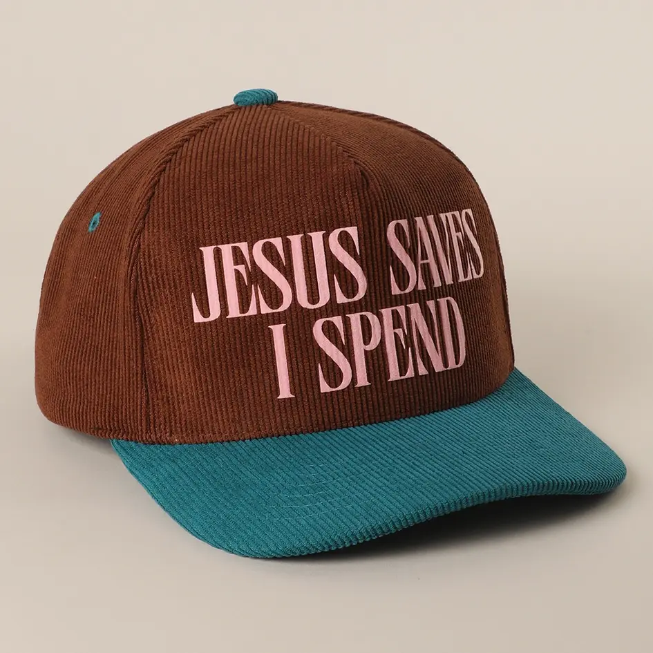 Thumbnail: JESUS SAVES I SPEND Corduroy Trucker Hat