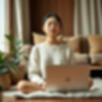 young Chinese woman practicing mindfulness (Mindfulness based cognitive therapy - Life) in