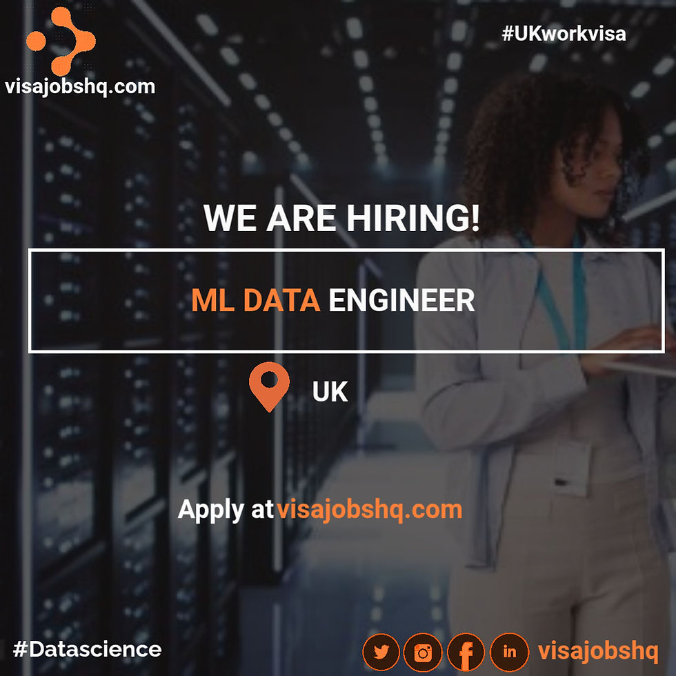 ML Data Engineer in the UK, We’re able to offer Skilled Worker visa sponsorship in the UK for qualified candidates