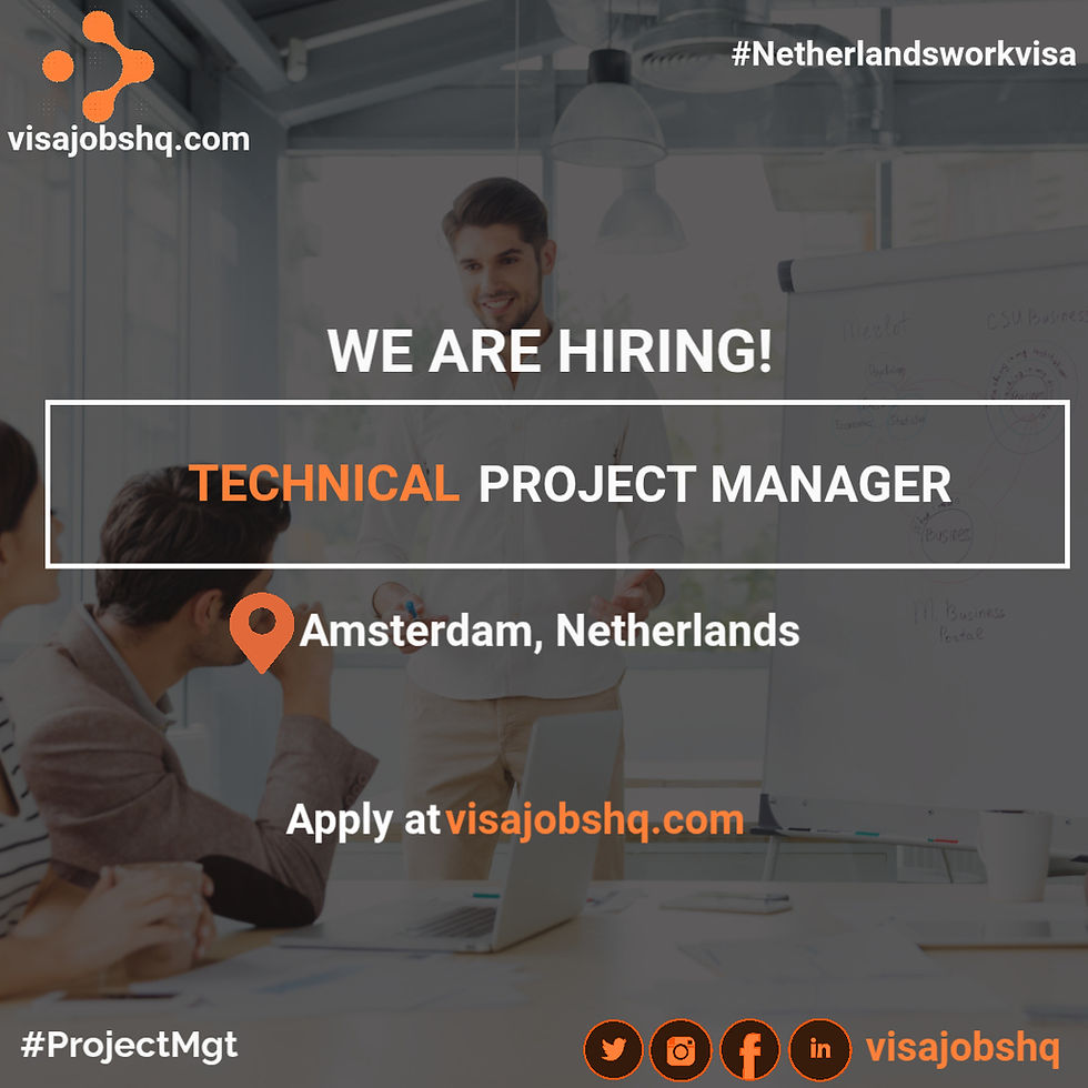 Technical Project Manager in Amsterdam with visa sponsorship provided