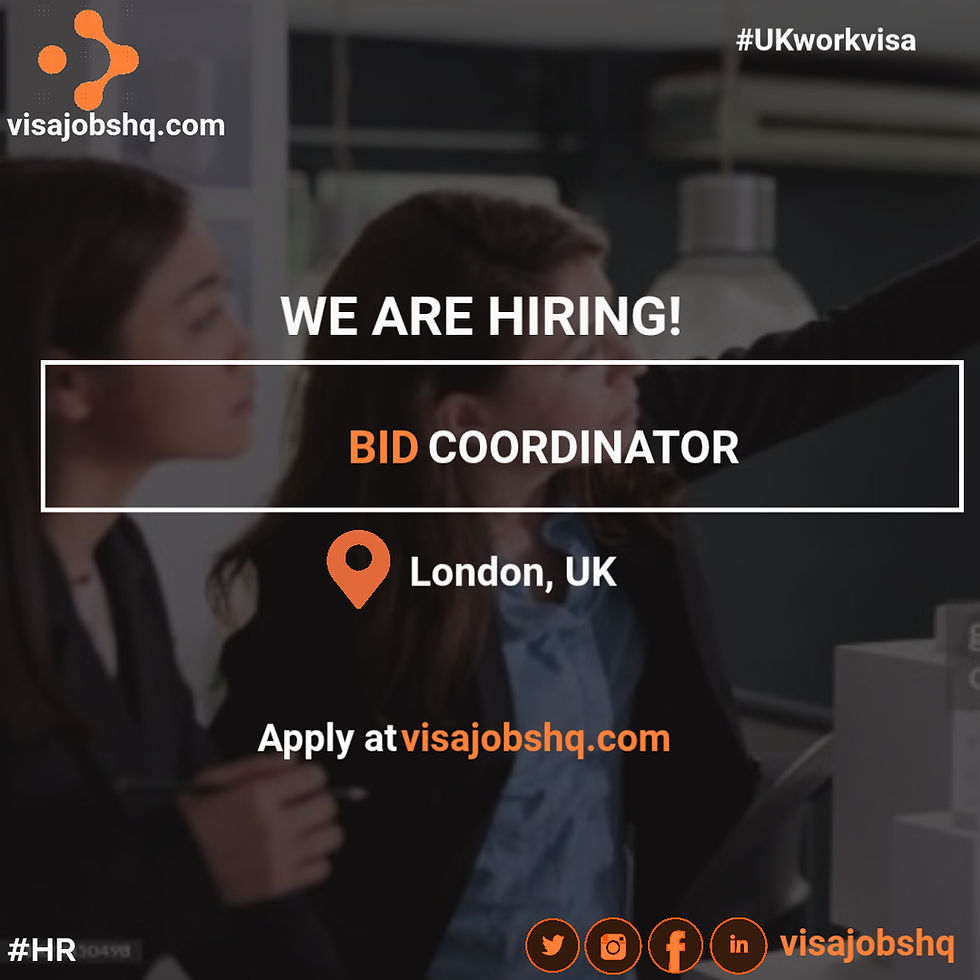 New Projects and Bid Coordinator in London, we also offer visa assistance, Apply now