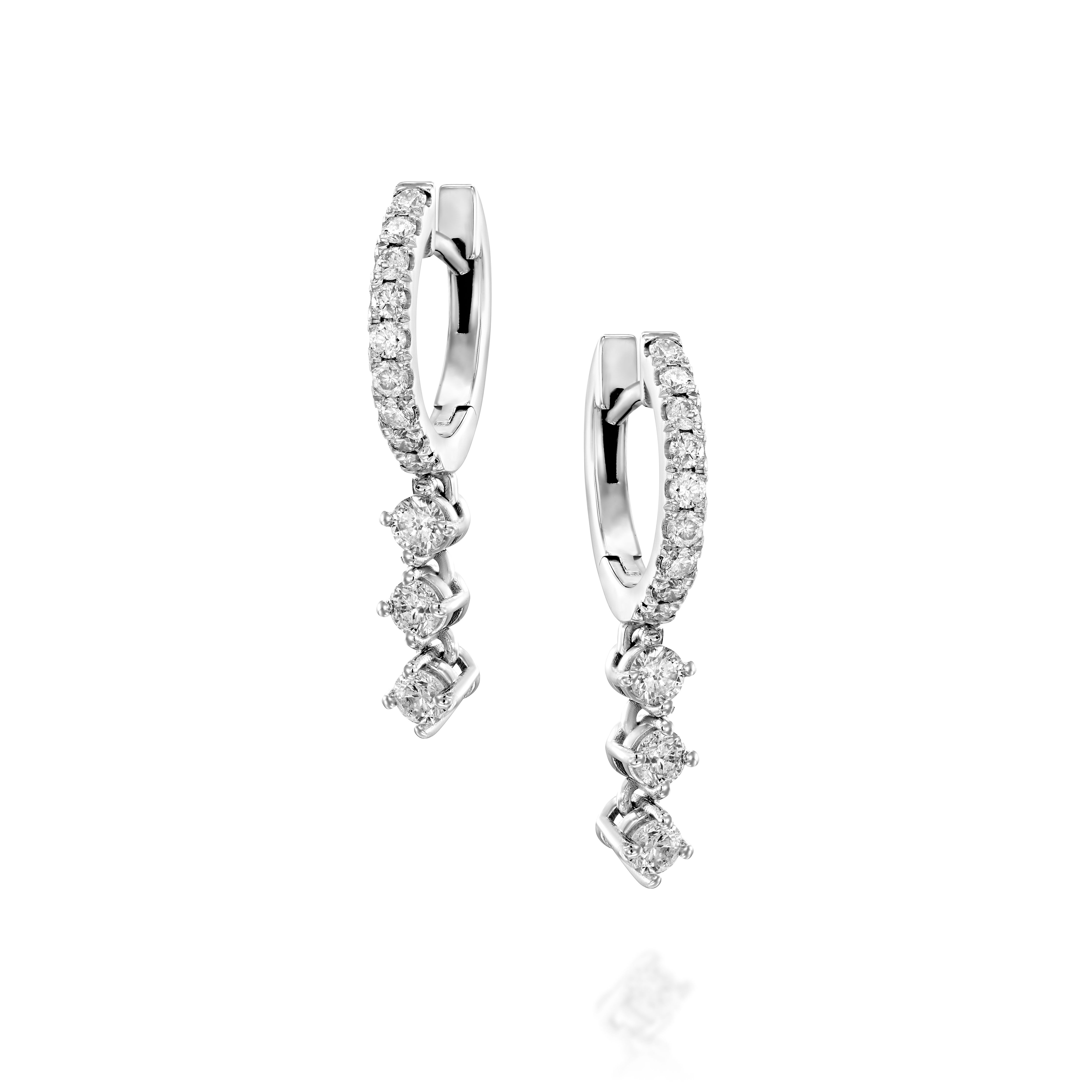 TRIPLE DROP DIAMOND HOOP EARRINGS