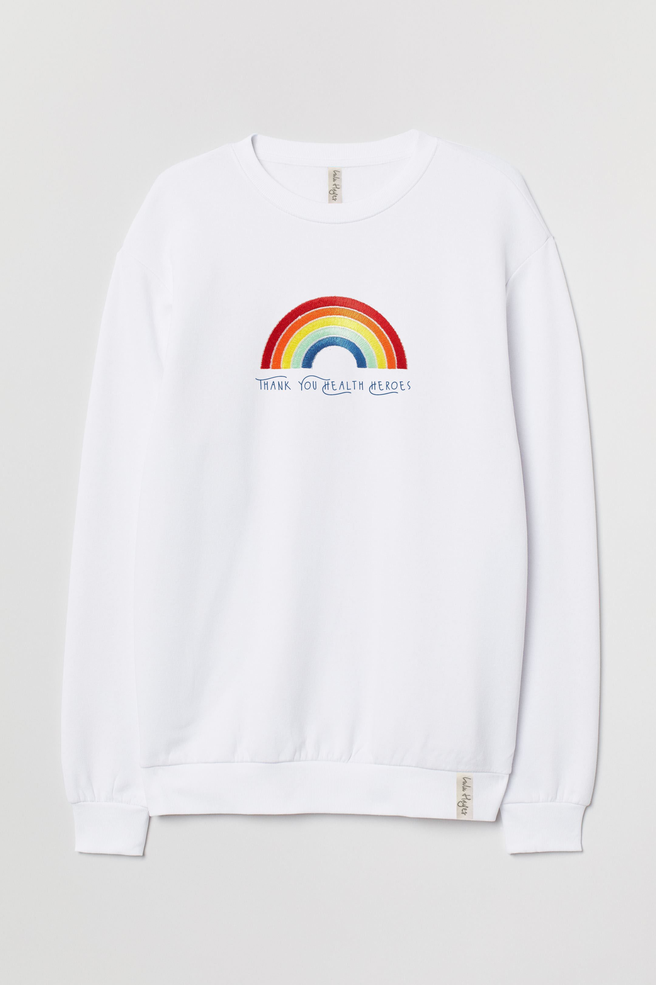 'Thank You Health Heroes' | White Embroidered Sweater