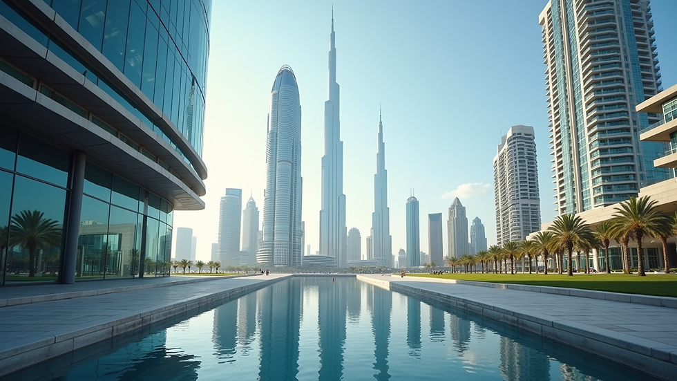Eye-level view of the Dubai skyline showcasing modern architecture