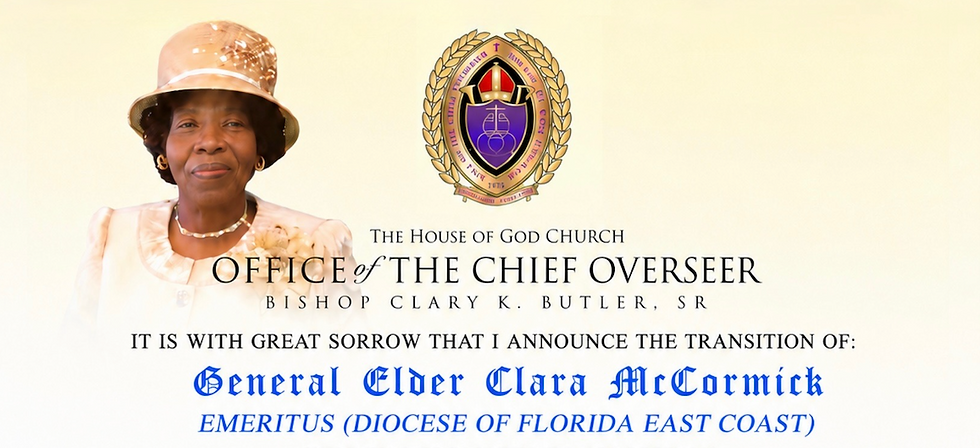 Homegoing Celebration for General Elder Clara McCormick -Emeritus