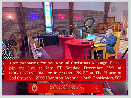 JOIN US FOR OF CHIEF OVERSEER'S HOLIDAY MESSAGE.