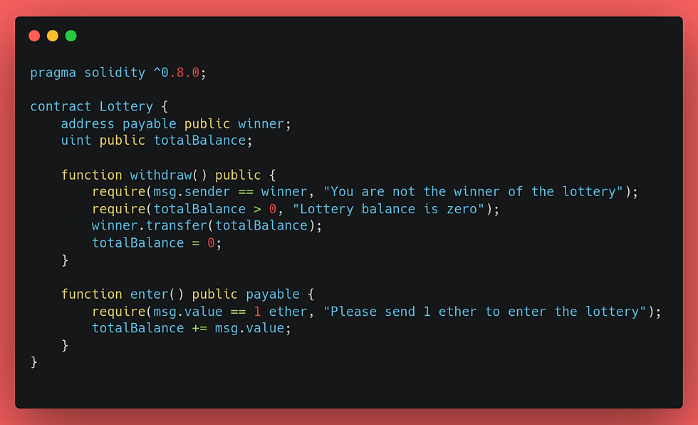 Vulnerable code example for transaction-ordering dependence attacks