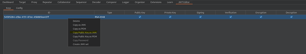 Burp window with JWT editor open 