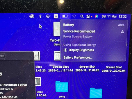 รับเปลี่ยนแบต Macbook Pro 13" A1708 อาการแบตเสื่อม ขึ้น Service