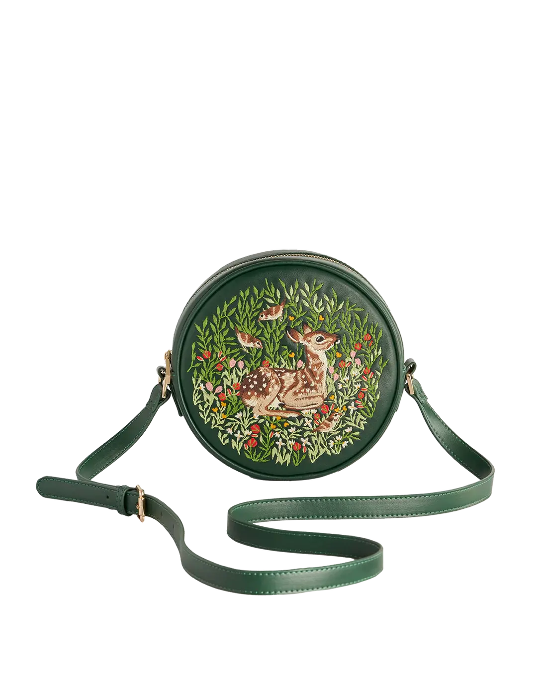 Geborduurde cirkel tas hertje