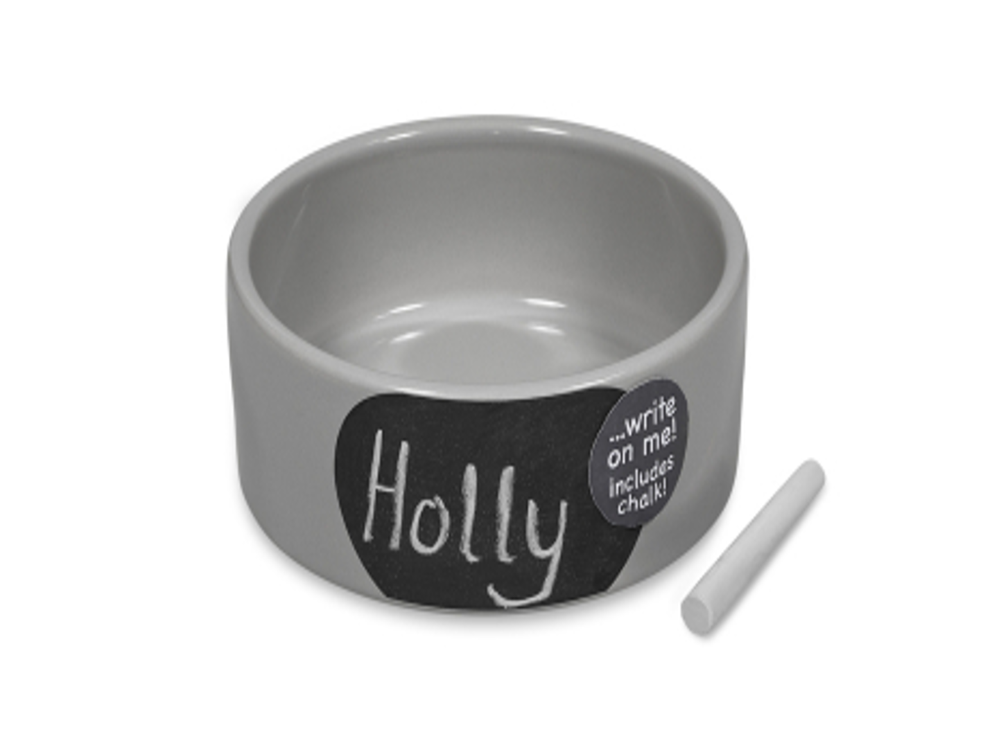 Petface Ceramic Heavy Food and Water Personalised Dog Bowl - Chalkboard Grey