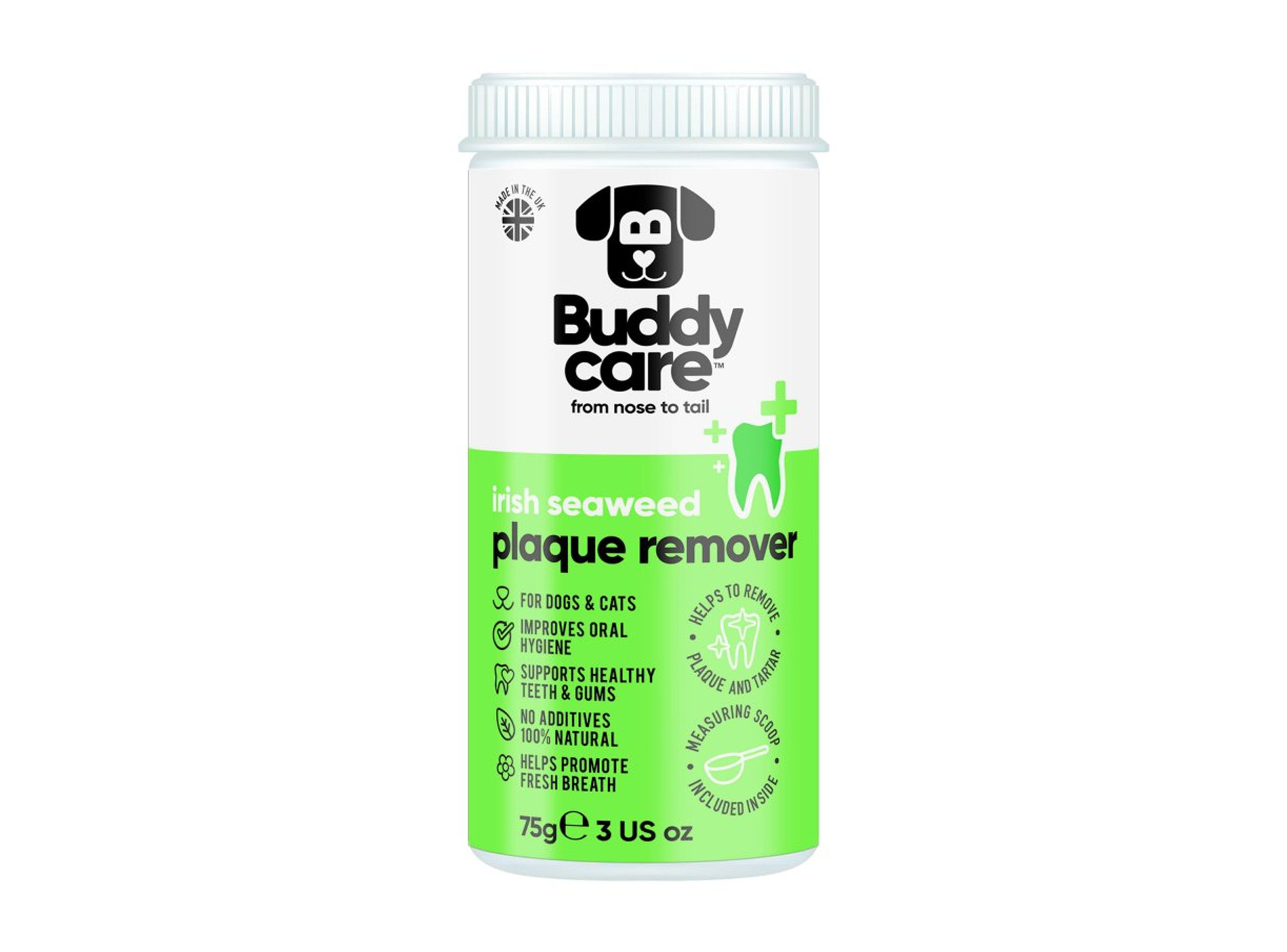 tub of buddycare plaque remover for dogs food additive