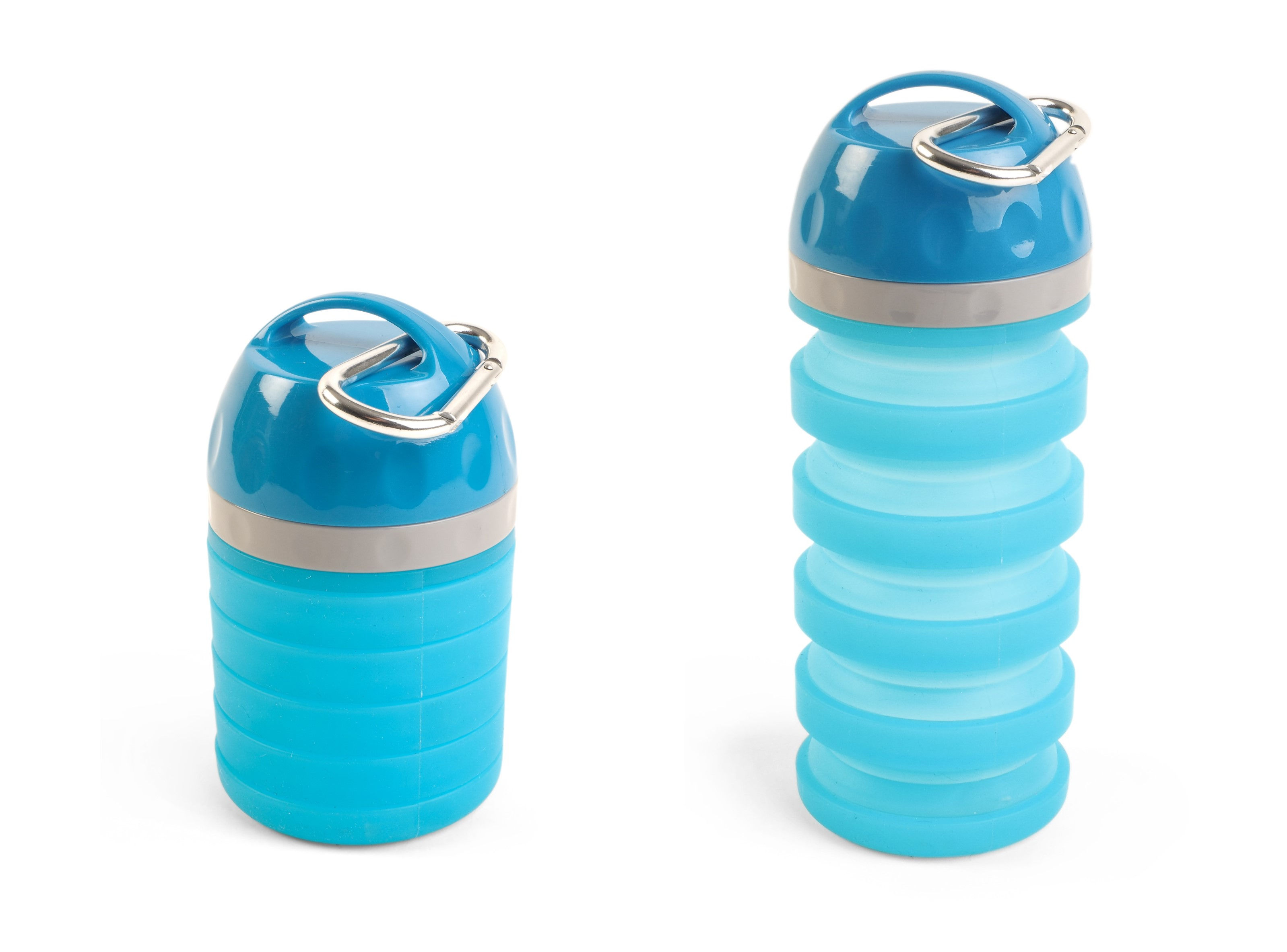 blue collapsible water bottle for dog water with clip for water on the go