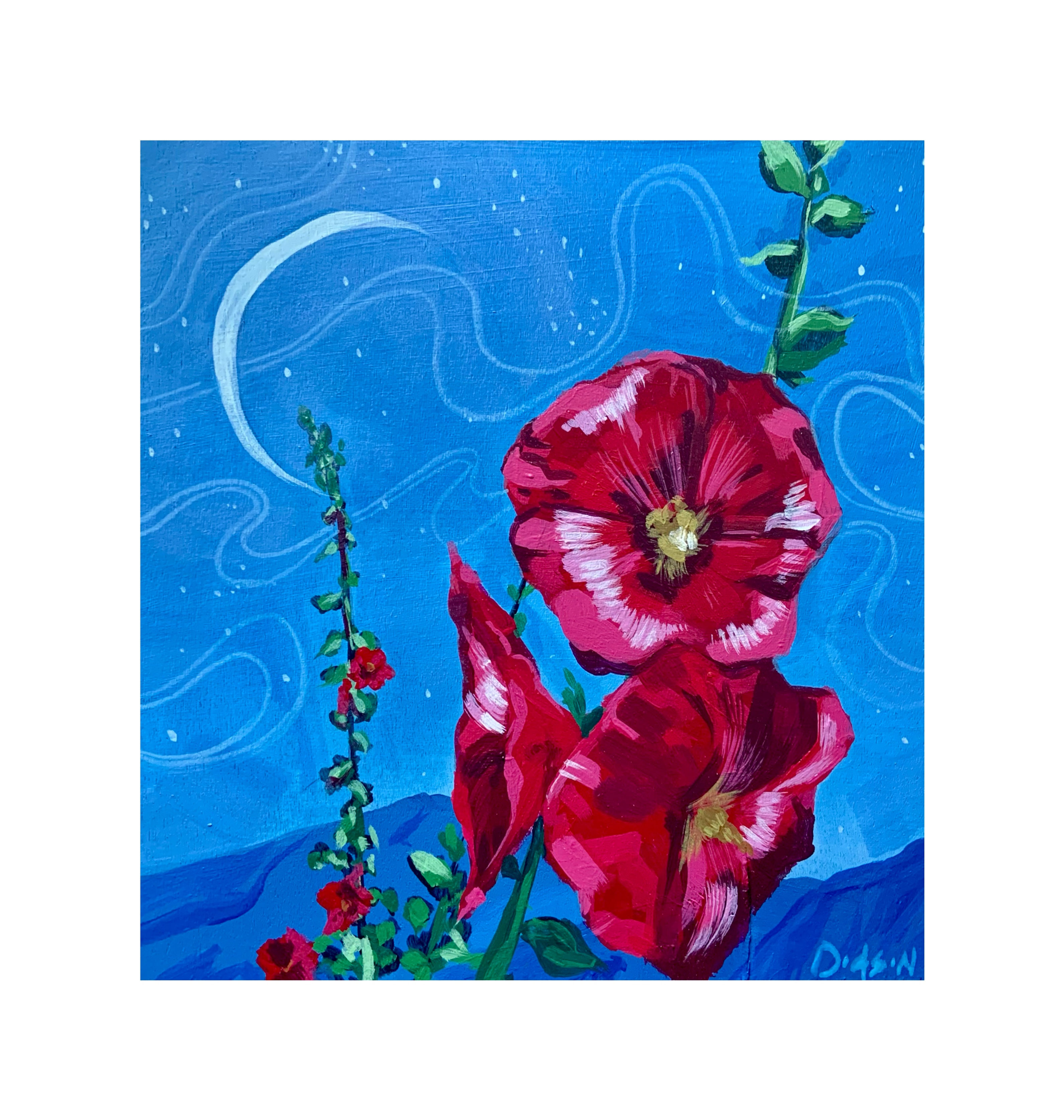 Hollyhock Dreams Giclée Print 6x9