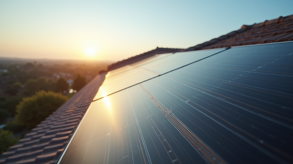 Eye-level view of solar panels on a residential roof