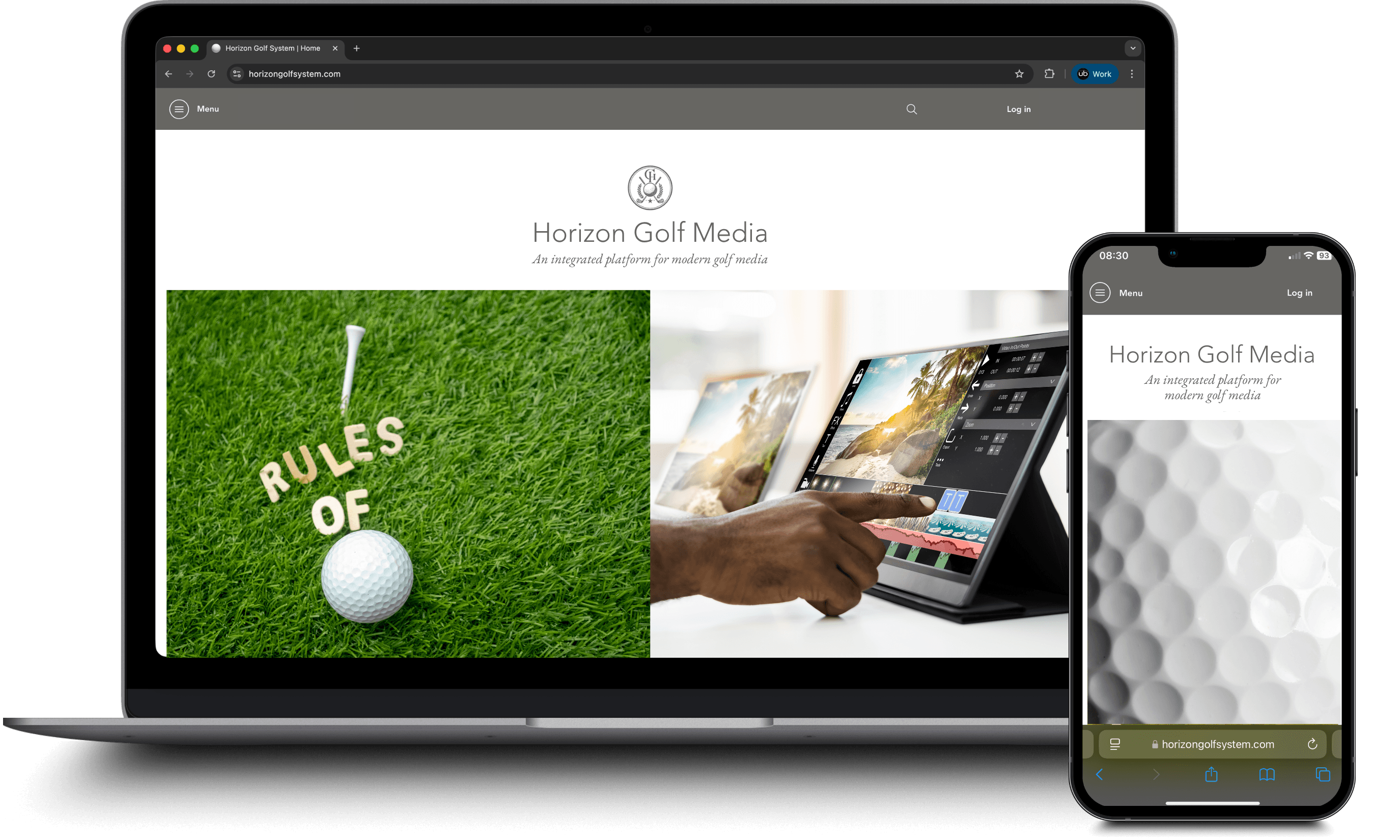 Mockup of upcoming Horizon Golf Media platform