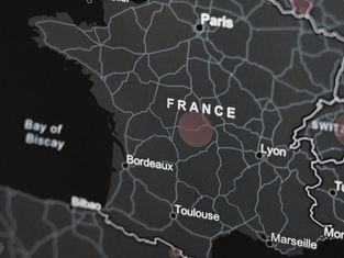 Map of France with pins on different locations | Ultrabrand