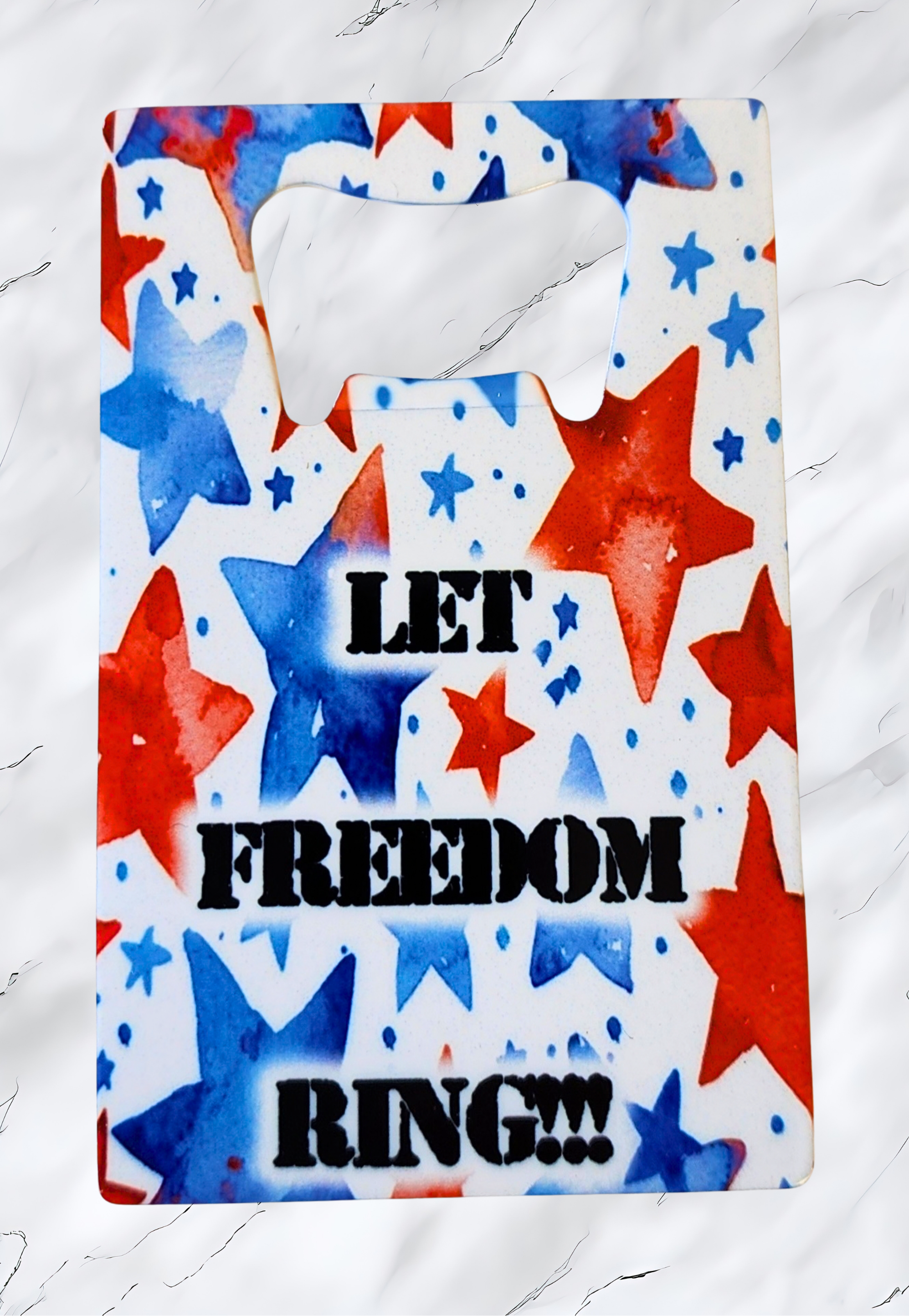 Let Freedom Ring – Patriotic Stars Steel Bottle Opener