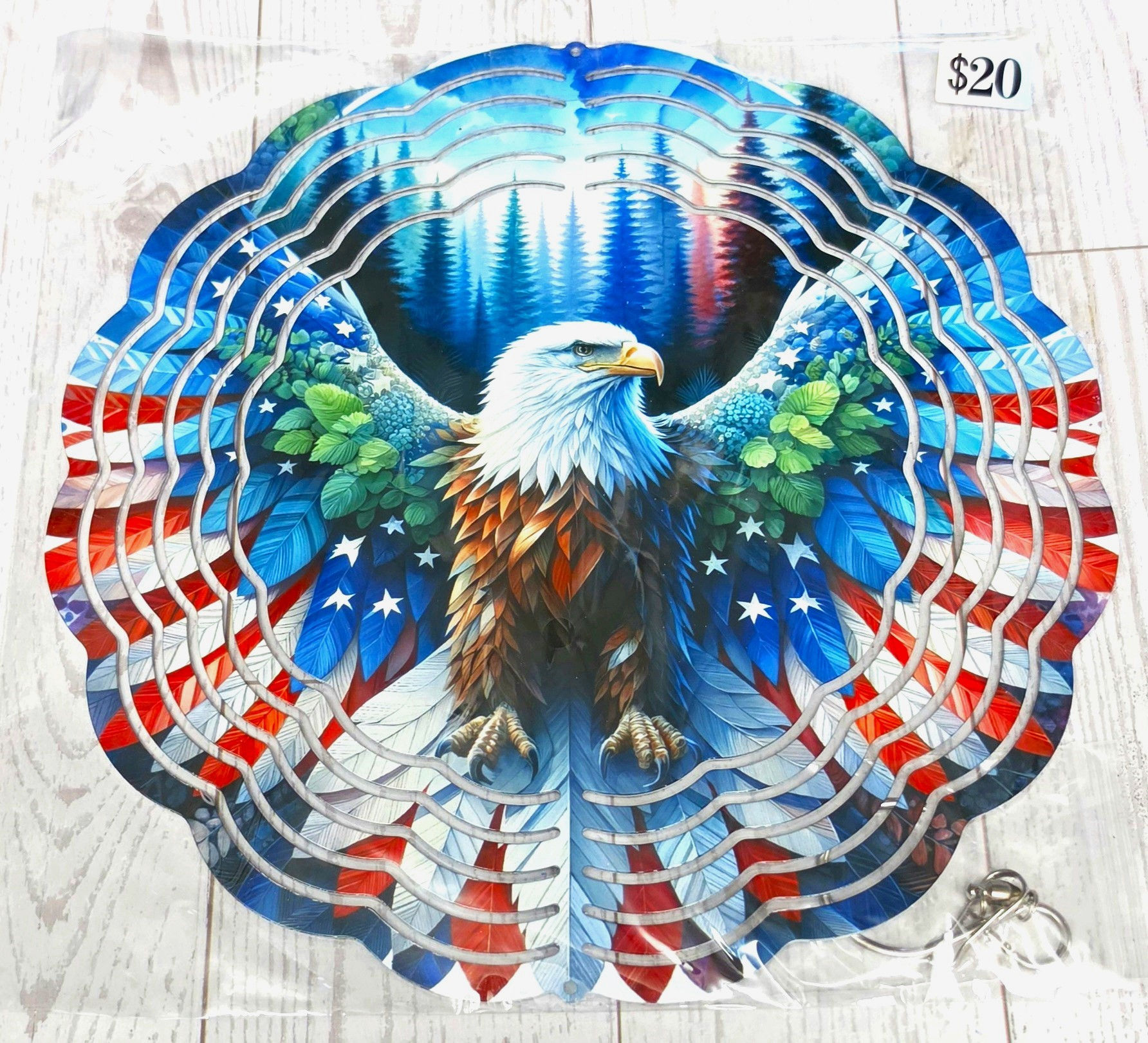 America the Beautiful Bald Eagle – 8-Inch Metal Wind Spinner