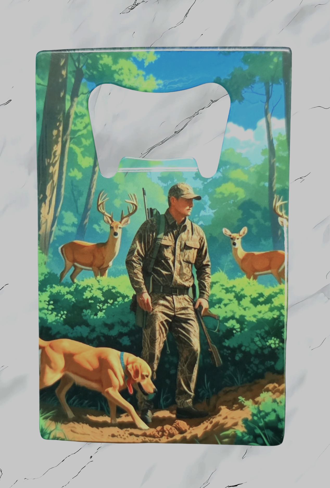 Woodland Buck & Hunting Dog Steel Bottle Opener