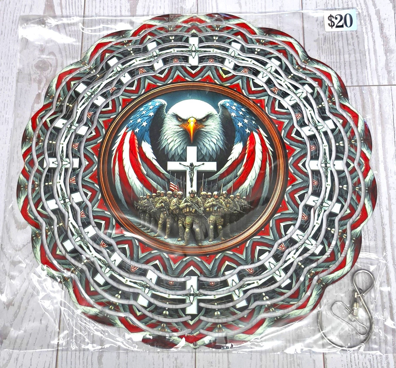 Remembrance – One Nation Under God – 8-Inch Metal Wind Spinner