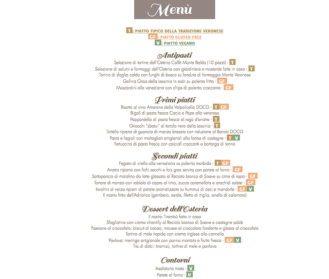 Nuovo menù invernale in osteria