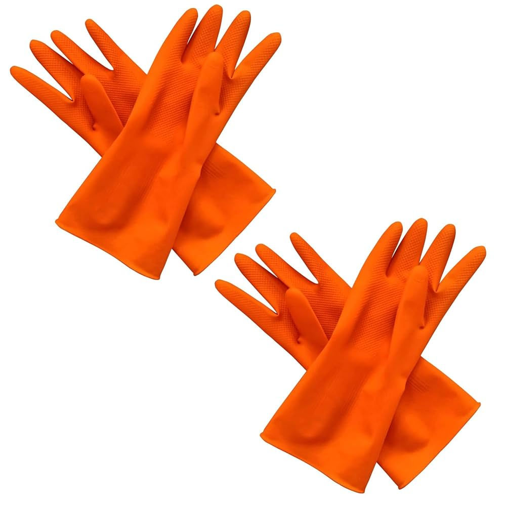 Orange Rubber House Hold Safety Gloves