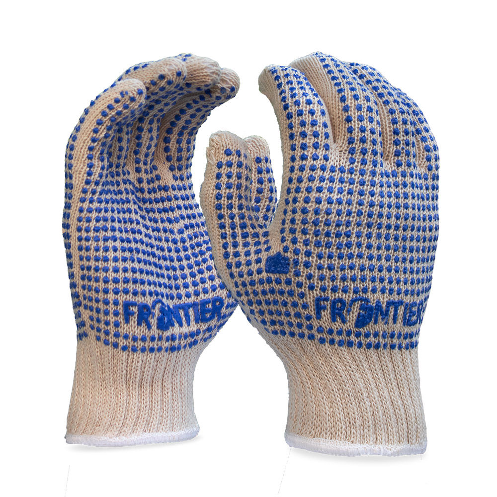 White Cotton Knitted Dotted Safety Gloves