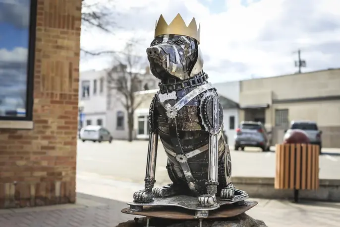 Therapy dog memorial sculpture