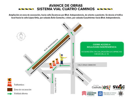 Avanzan obras en Sistema Vial Cuatro Caminos