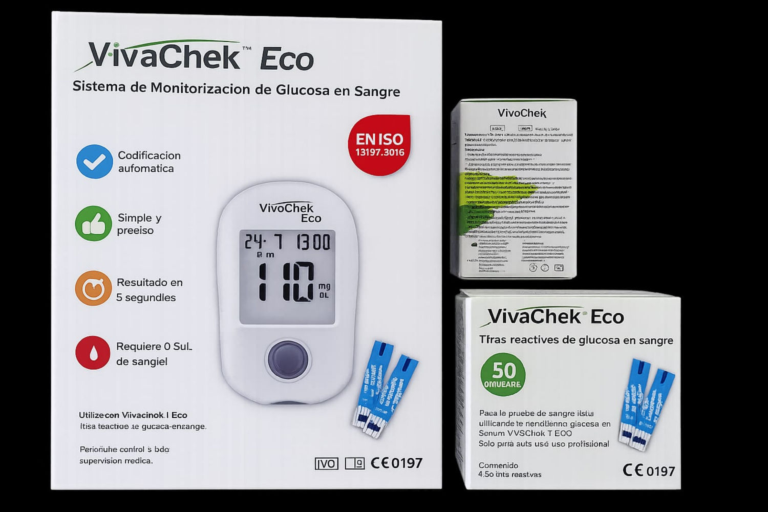 OFERTA KIT DE GLUCOMETRO VIVACHEK ECO + 50 TIRAS+50 LANCETAS