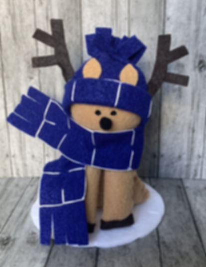 Reindeer - Dark Blue Blanket Stitch