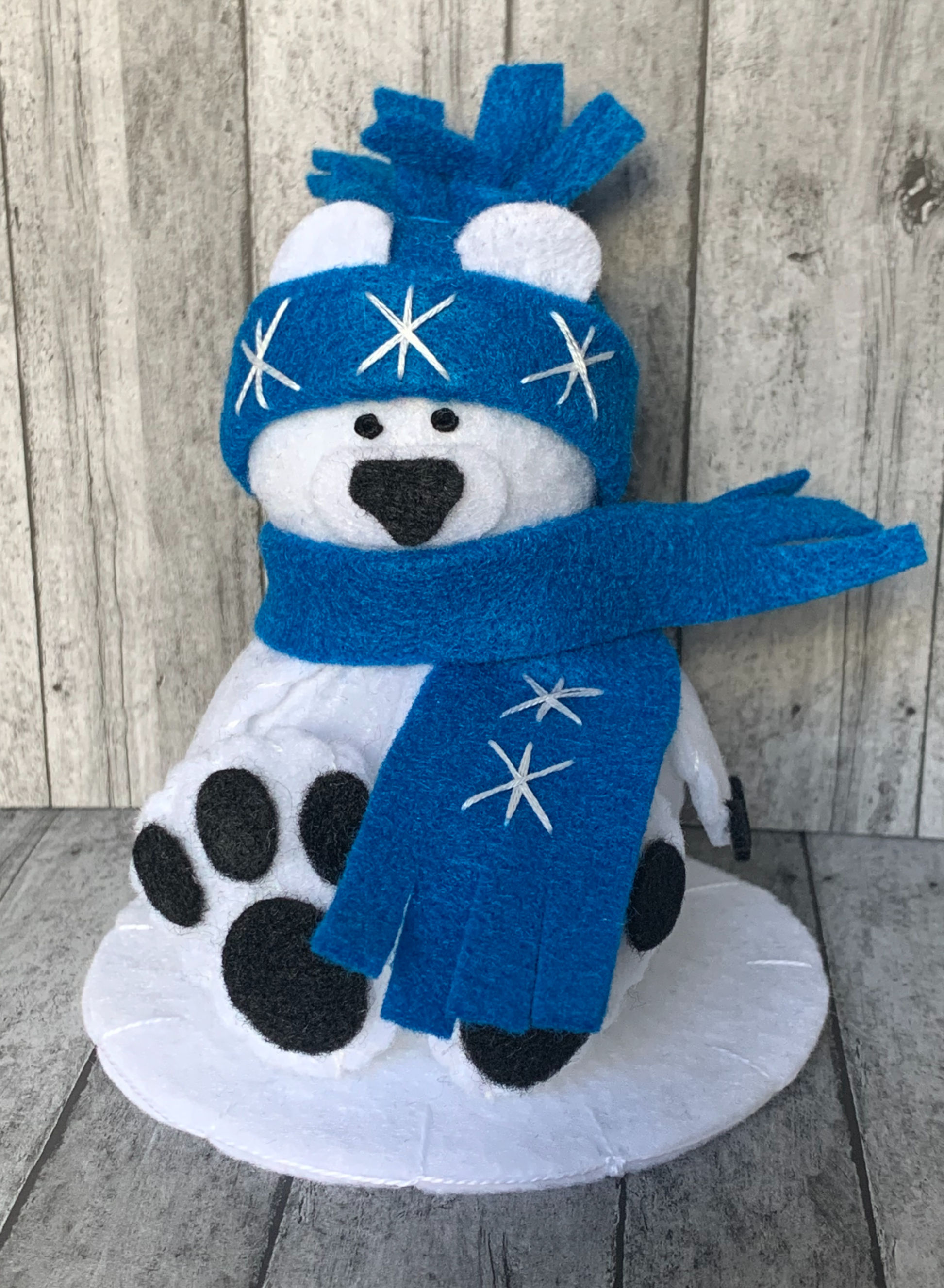Polar Bear - Bright Blue Snowflakes