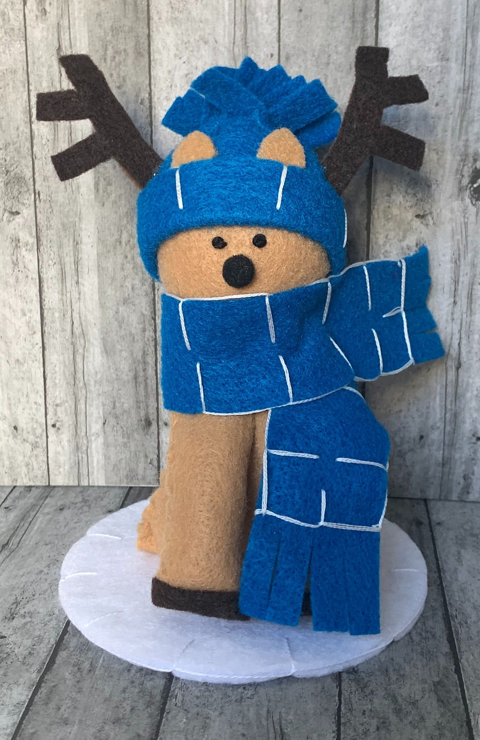 Reindeer - Bright Blue Blanket Stitch