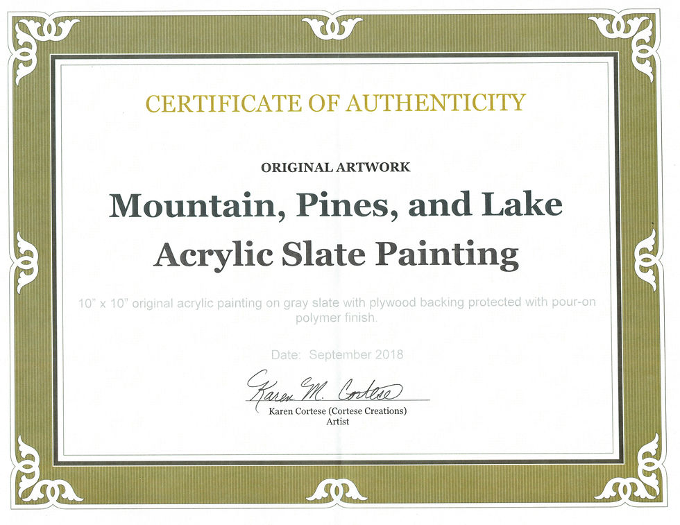 Miniature : Scène de montagne et de lac Peinture sur ardoise acrylique unique en son genre