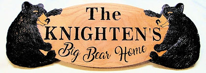 Custom wood carved bear sign