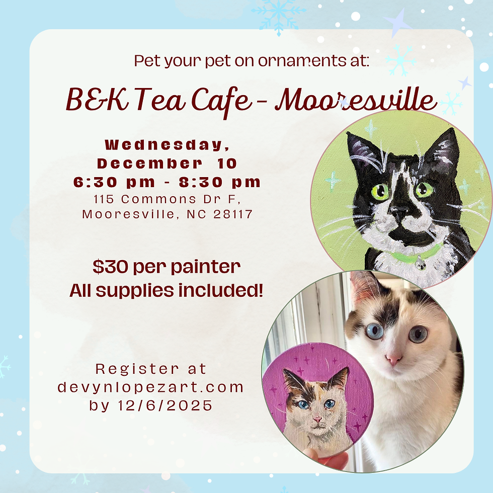 Pet Ornament Painting Night at B&K Tea Cafe – Mooresville! (12/10)
