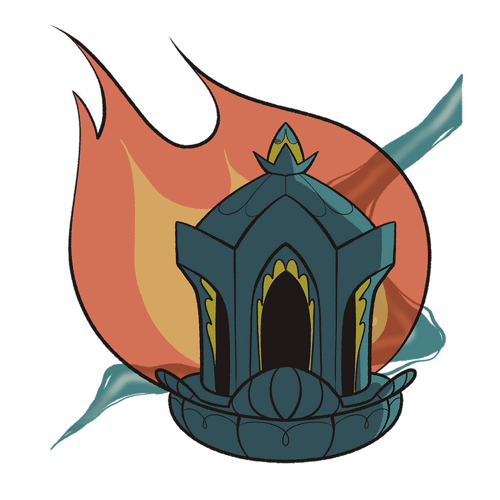 CapeTeal media & illustration artwork. The Tower tarot card deck. destruction, dark tower. ruins.