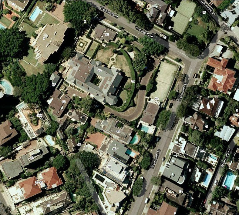 Aerial view Kilmory 6 Wentworth Street Point Piper.