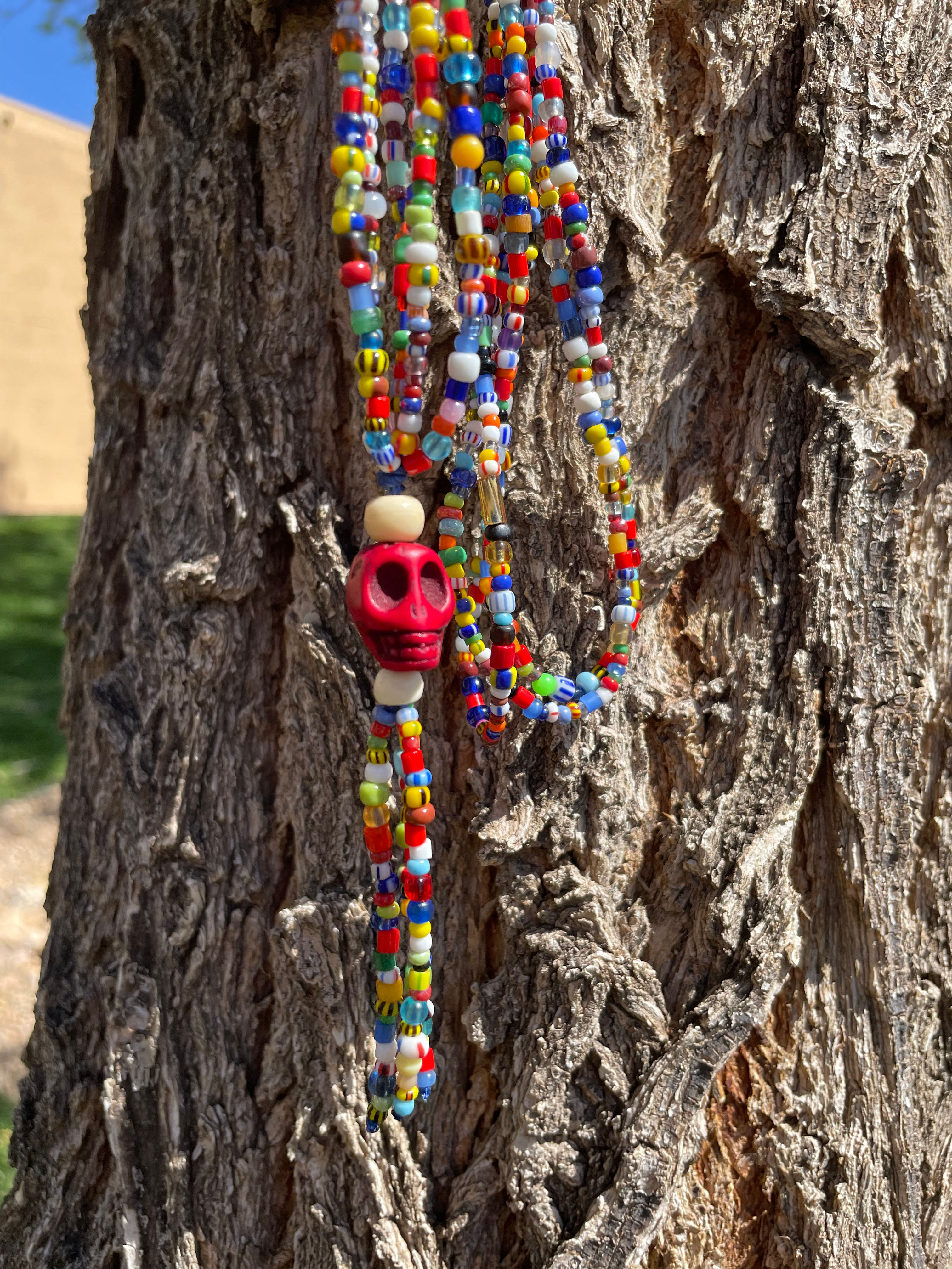 Red Skull Rainbow Necklace