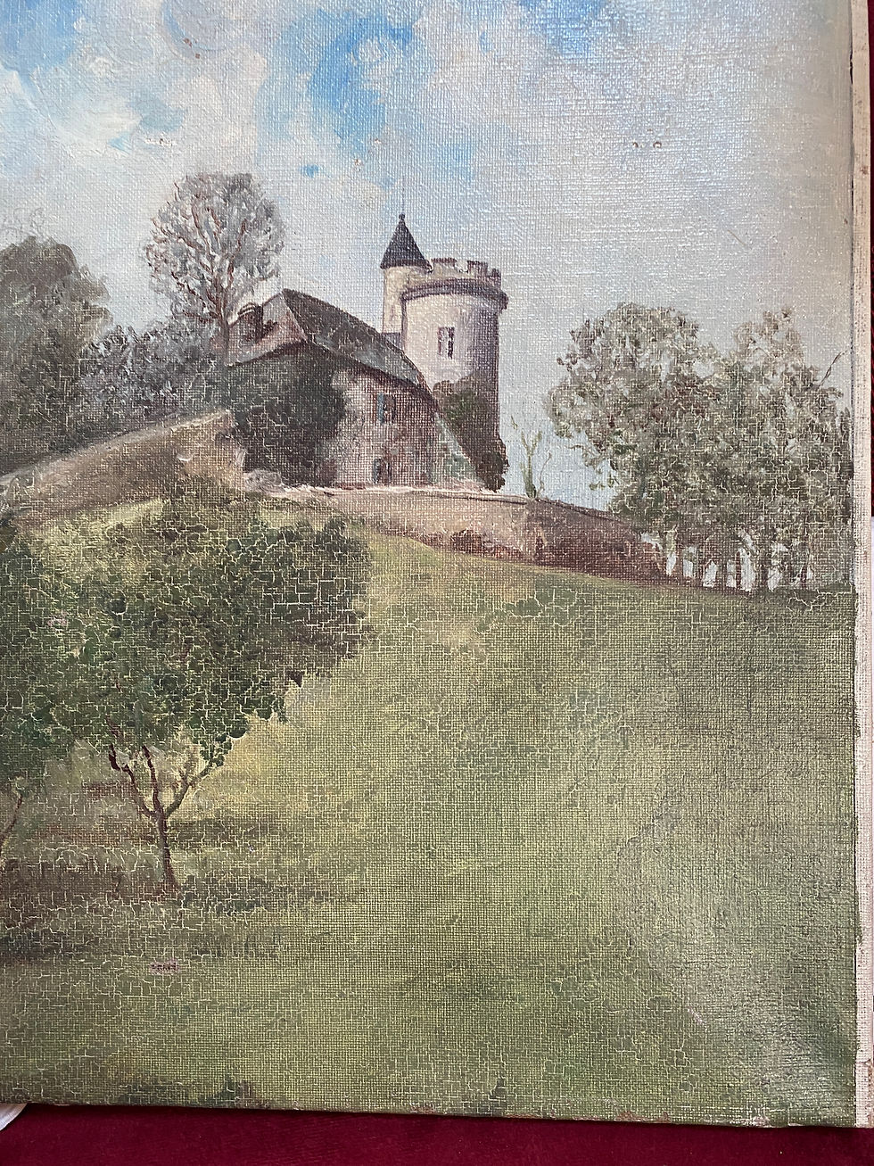 Miniature : Huile sur toile "château" de 1958