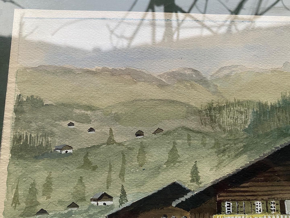 Miniature : Aquarelle "chalet suisse"