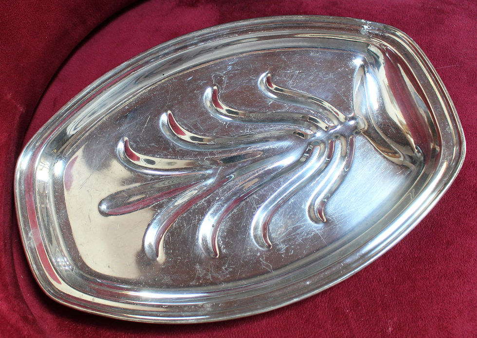 Miniature : Grand plat à viande en métal argenté
