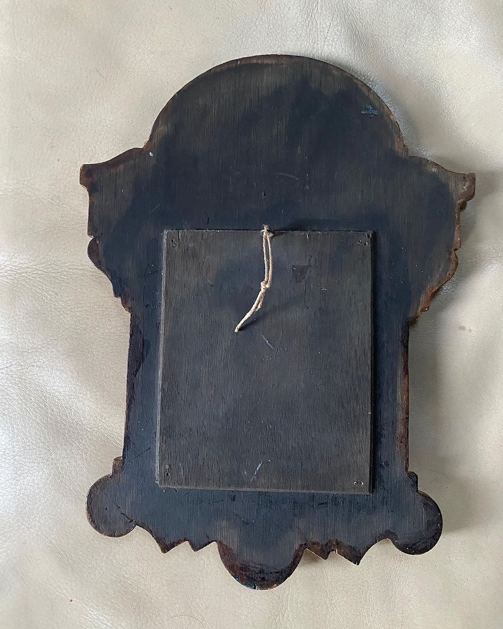 Miniature : Miroir en bois peint ancien