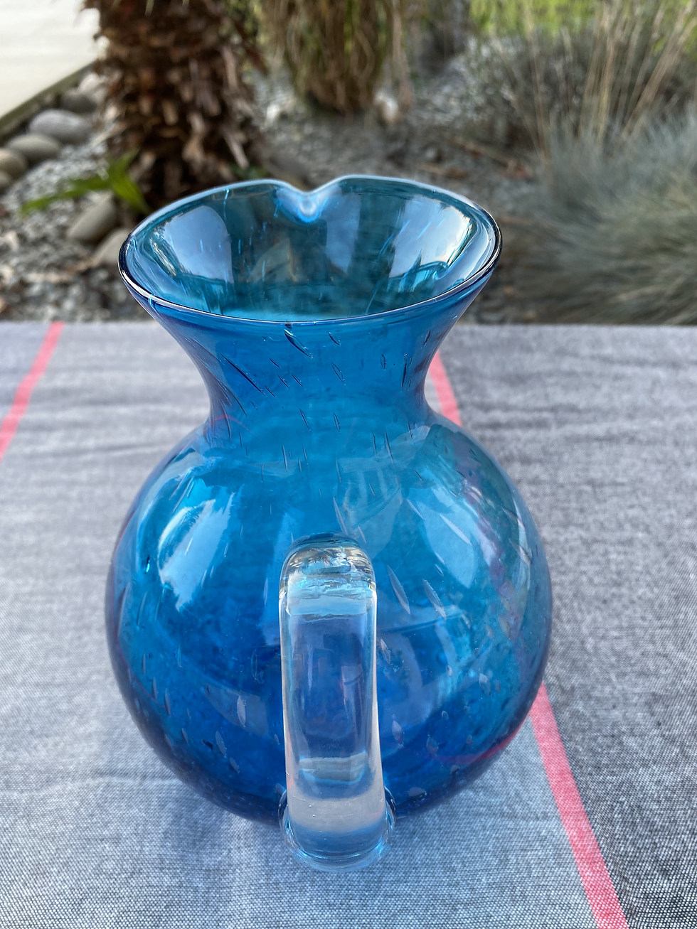 Miniature : Grand pichet en verre bullé