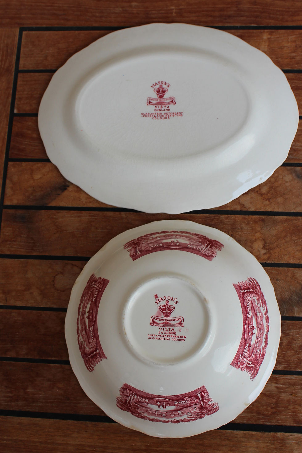 Miniature : lot de 1 plat ovale et 1 saladier en porcelaine anglaise "MASON'S"
